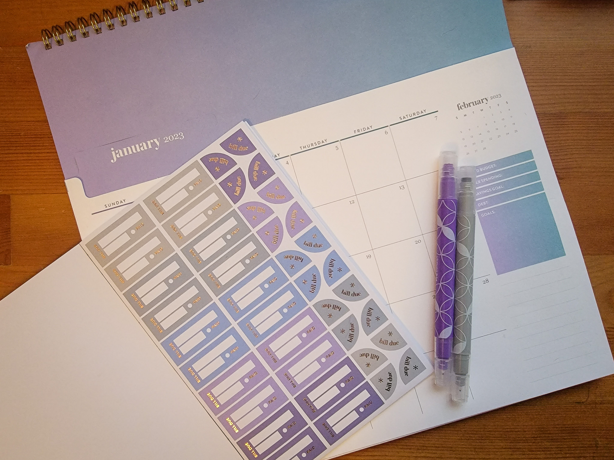 monthly budget calendar